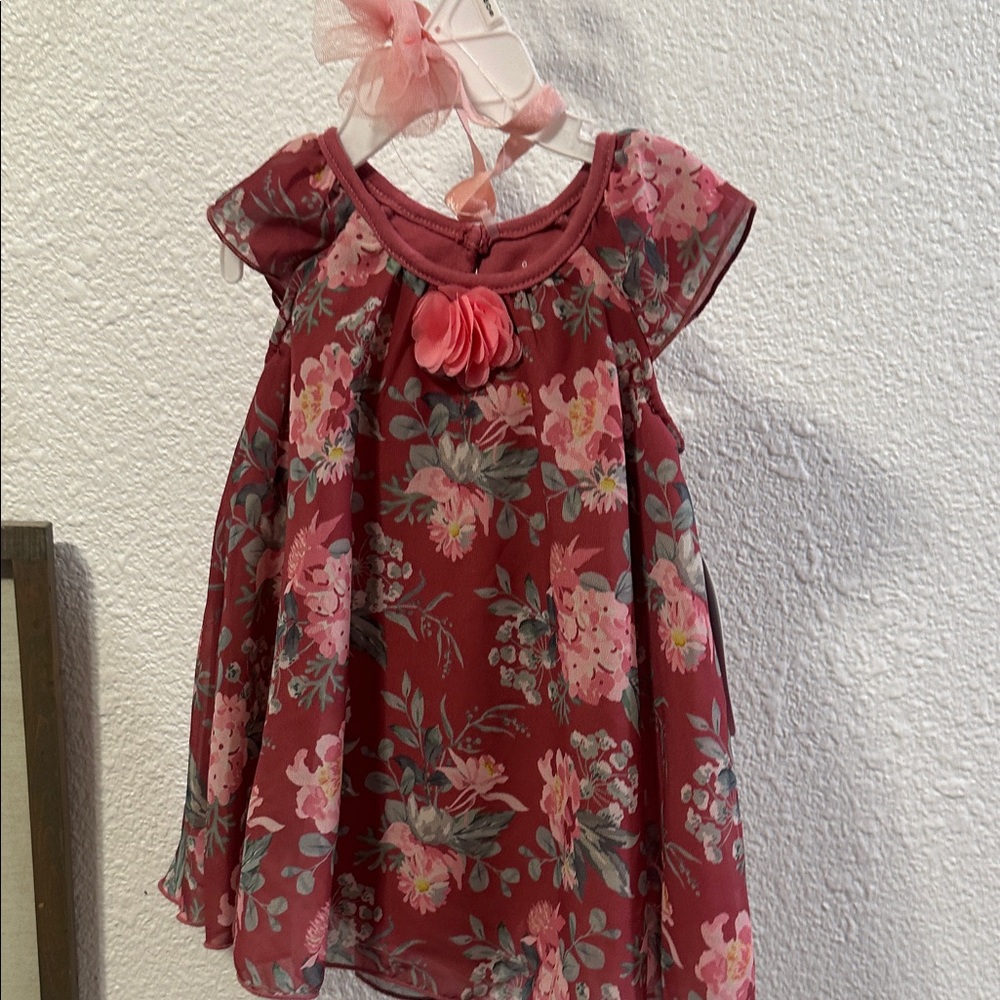 Floral Pink Dress with Bow